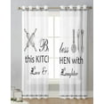 2Panels Chiffon Sheer Curtain Kitchen Curtain Kitchenware Chef Print