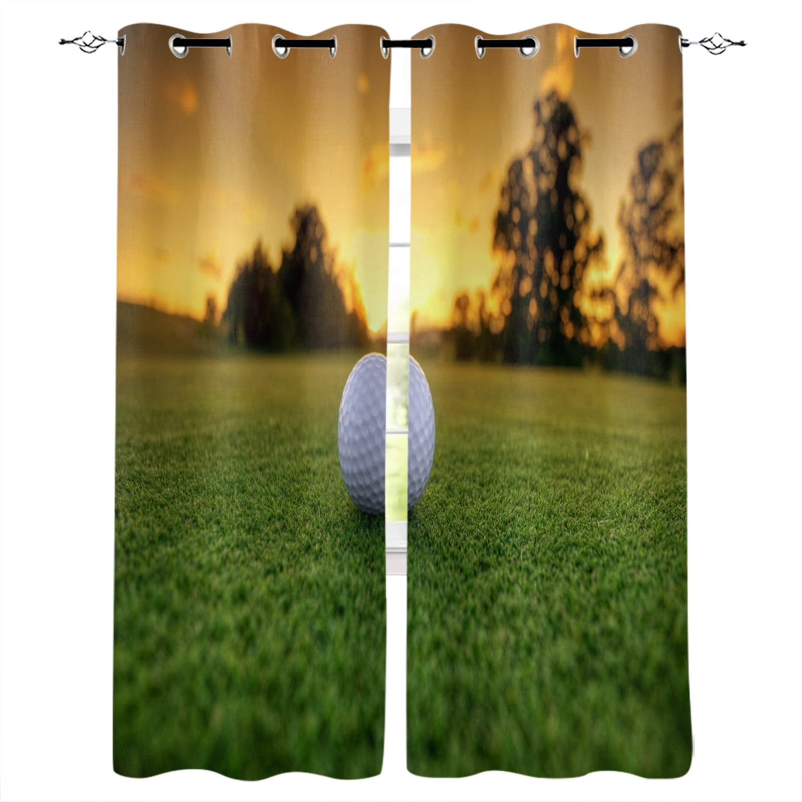 2Panels Outdoor Pavilion Green Forest Curtain Nature Garden Curtain