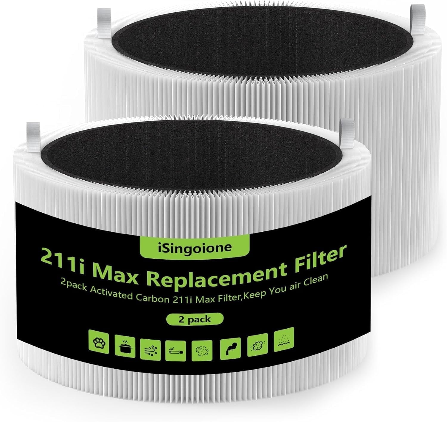 Blue Pure 211i Max Replacement Filter Compatible with Blueair Blue Pure 211i Max Air Purifier, H13 Ture HEPA and High-Efficiency Activated Carbon Filters，2Park