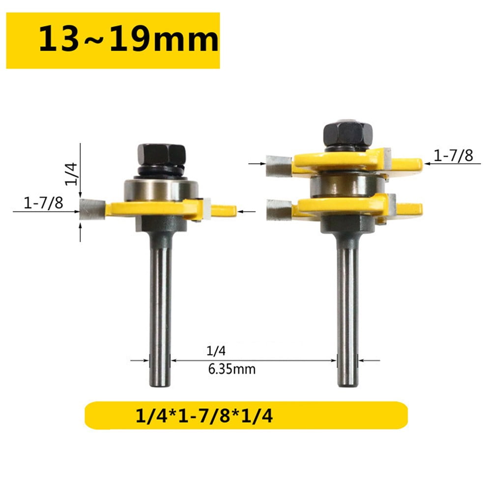 2Pc 1/2 1/4 Shank Tongue Groove Joint Assembly Router Bit Set Wood