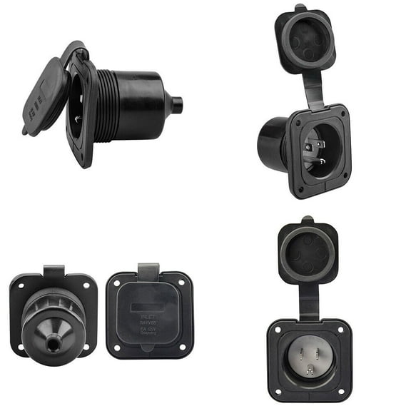 2Pc 125/250V 15 Amp Flanged Power Inlet Receptacle RV Plug NEMA 5-15P Connector