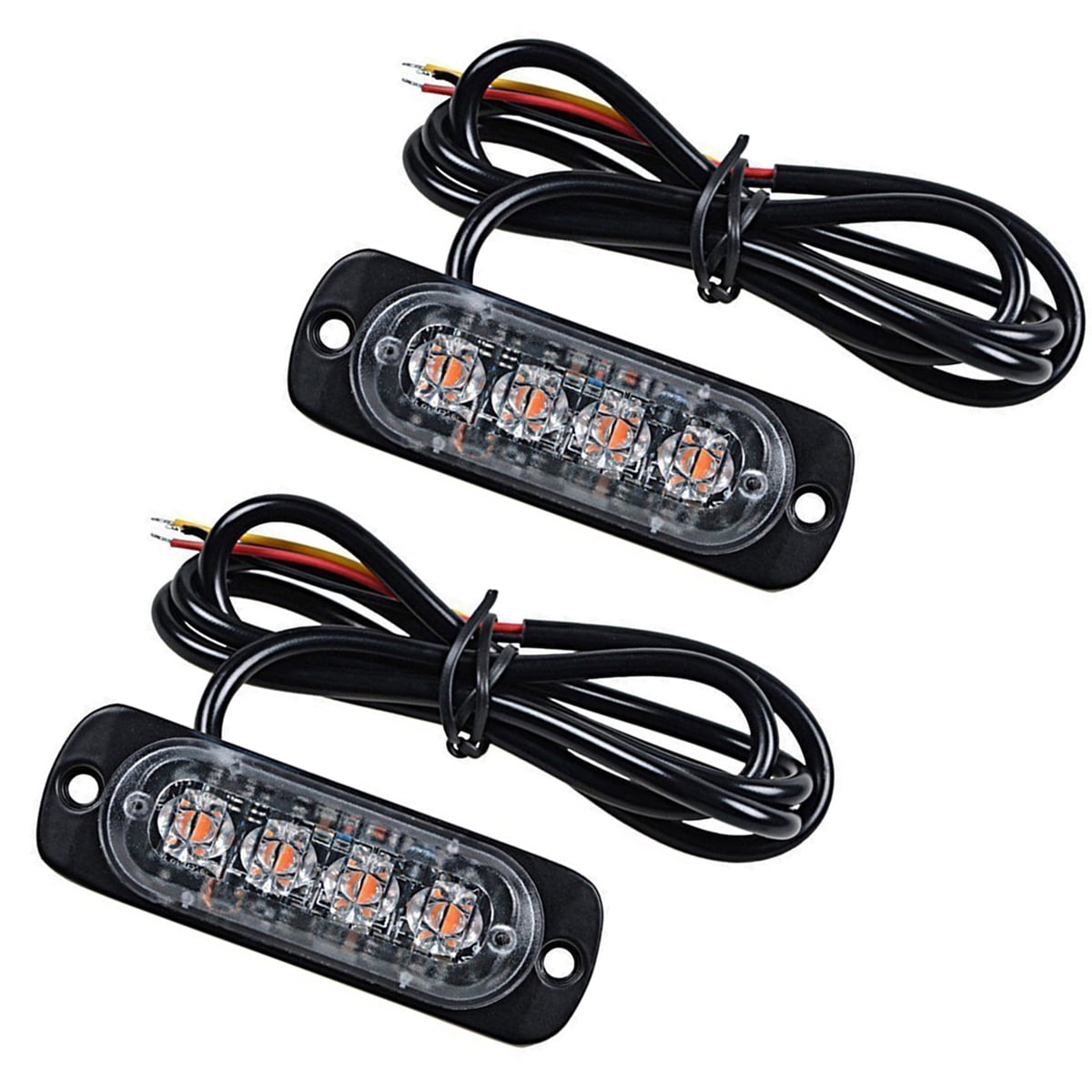 2Pc 12W 1224V 4 LEDs Strobe Light 19 Modes Ultrathin Emergency Flash