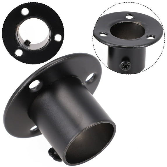 2Pc 19-32Mm Steel Wardrobe Bracket Flange Rail Rod Pole Socket End Support Decor