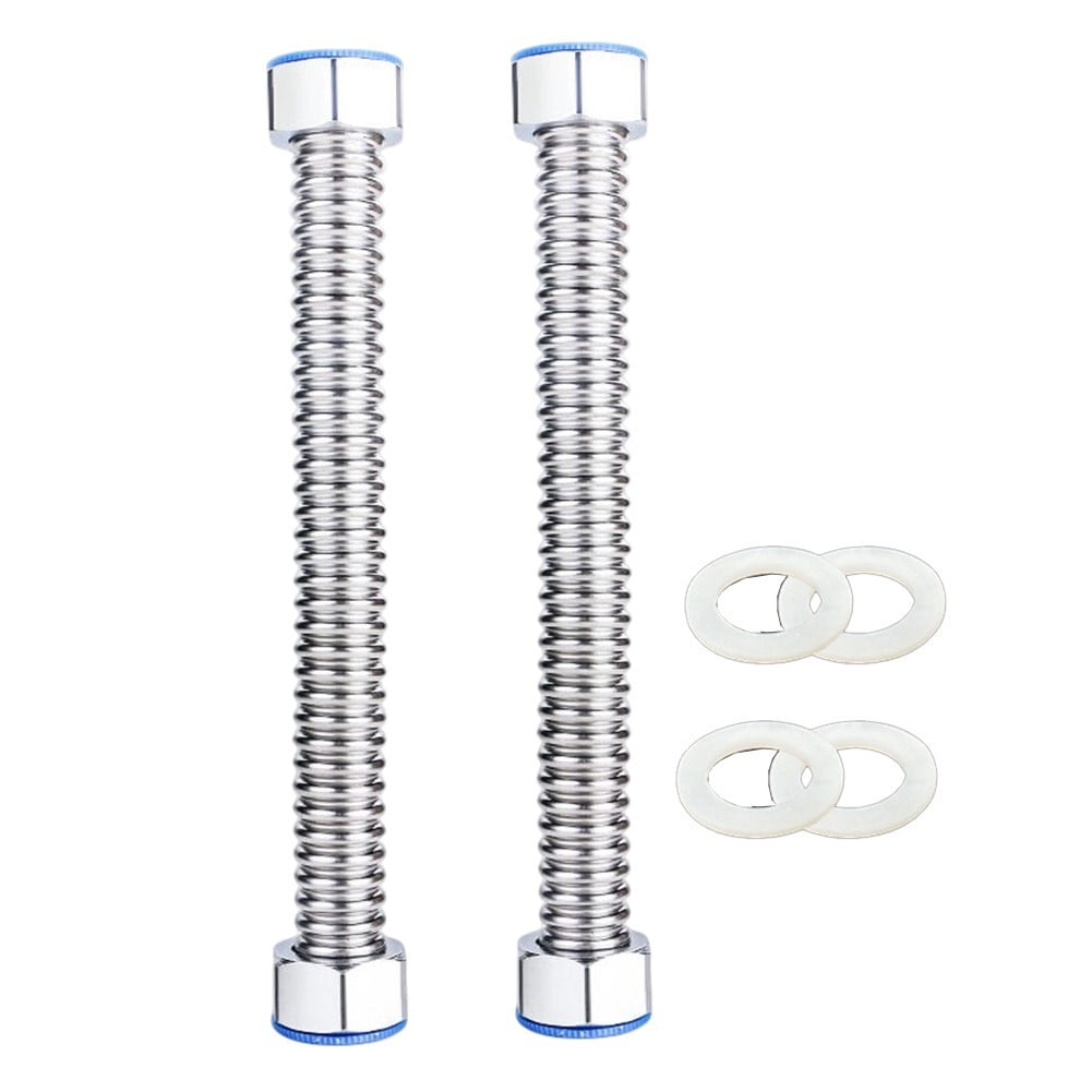 2Pc 3/4 Inch 1 M Flexible Stainless Steel Corrugated Water Heat Connector Hose