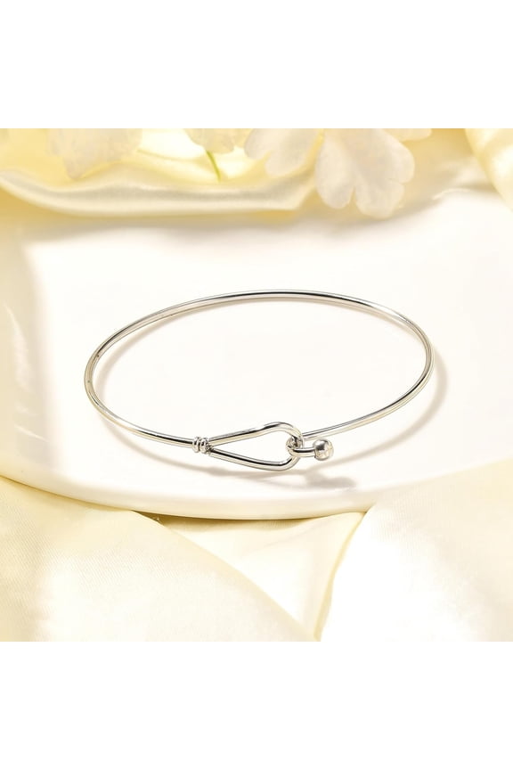 2Pc 304 Stainless Steel Hook Clasp Bracelet Dainty Simple Delicate Thin Cuff Bangles Bracelet Stainless Steel Color Handmade Minimalist Jewelry For Women's Jewelry diy