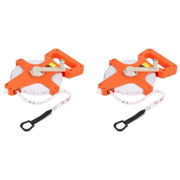 2Pc 30M/ Meter Open Reel Fiberglass Tape Measure Inch Metric Scale Impact Plastic Measure Tools