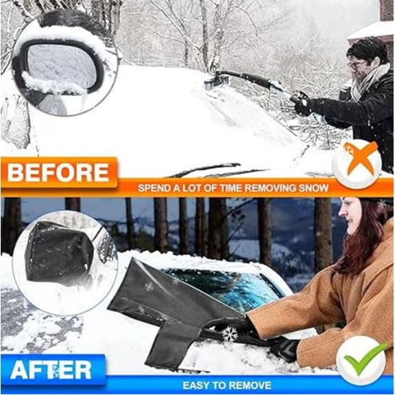 2Pc 360 Windshield Cover For Ice And Snow,All-Weather Sunshade Ice Cover, All Seasons, Reversible Windshield Protector Fits For Any Car, Protects From Heat And Snow Comes With Anti-Theft Panels