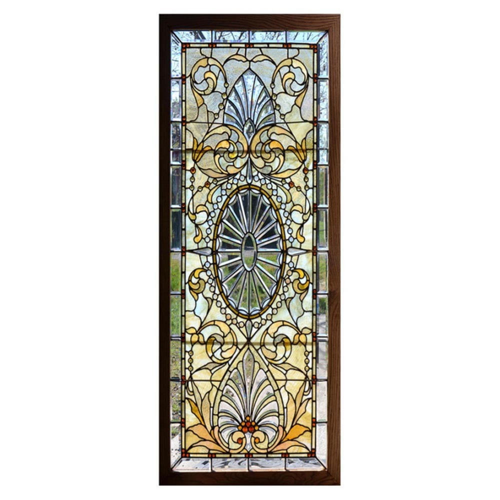 2Pc 3D Self-Adhesive Stained Glass Door Sticker Stained Glass Window Film Pvc Balcony Bathroom Privacy Vinyl Decals Murals Decor