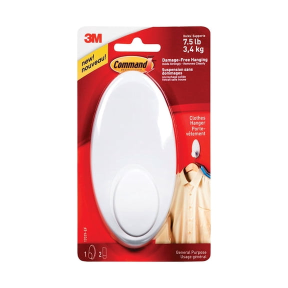 2Pc 3M Command Large Plastic Clothes Hanger 5 in. L 1 pk