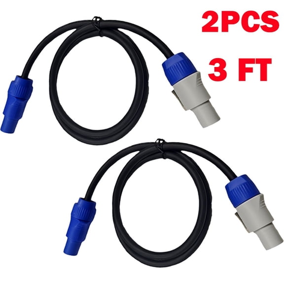 2Pc 3ft 16AWG Stage Lighting Fixture PowerCon-Compatible Power-Through Cable USA
