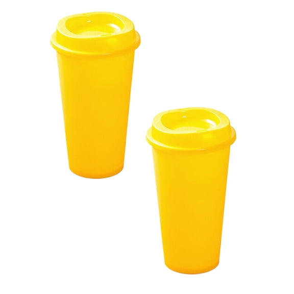 2Pc 475ml Reusable Coffee Cups with Lids, To Go Travel Cups, Hot or Cold Drinks, Dishwasher and Microwave Safe, 5.91 Inch, Orange,plastic coffee cups with lids