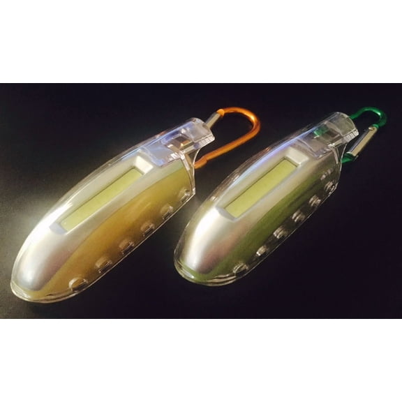 2Pc 50 Lumen Cob Led Flashlight Whistle Carabiner Keychain Security Survival Kit