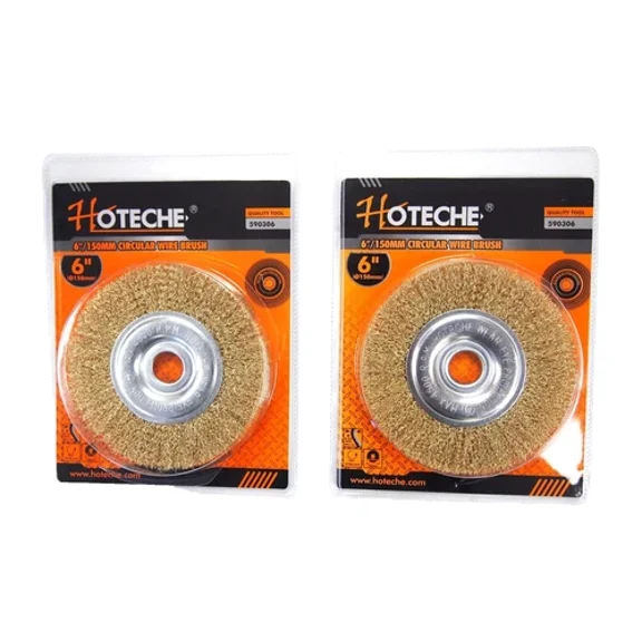 2Pc 6'' Crimped Wire Wheel Brush 1/2'' Thick Deburring Bench Grinder 590306