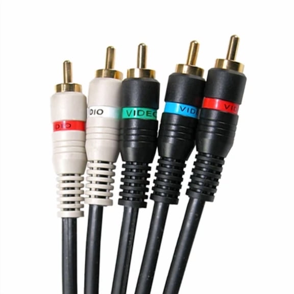 2Pc 6Ft Black Video Component 5 Wire Audio Video Patch Cables Ypbpr Hd Tv Cable