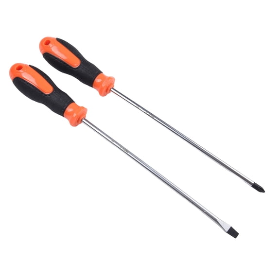2Pc 8Inch Long Slotted Cross Screwdriver Magnetic Screwdriver with Rubber Handle