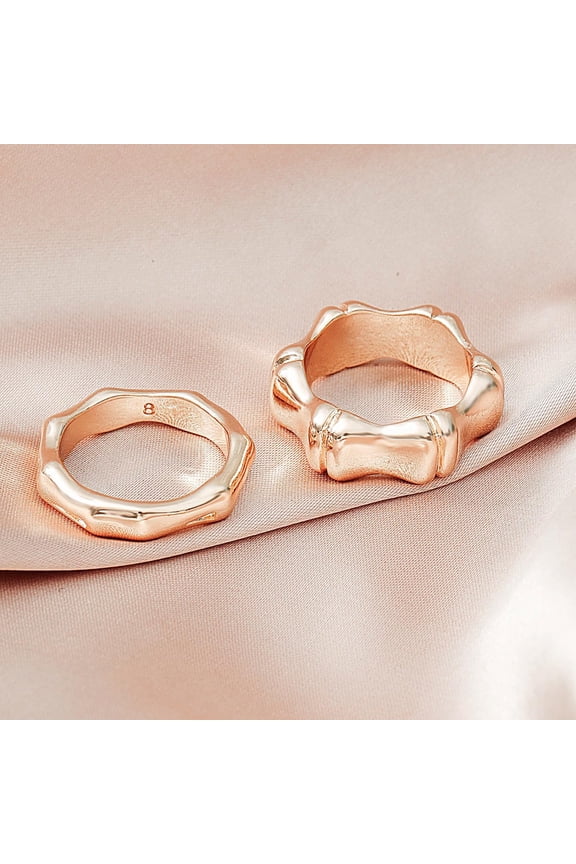 2Pc Alloy Finger Ring Set Statement Irregular Geometric Ring for Women Elegant Gifts US Size 8 1/2(18.5mm) Metal Platinum