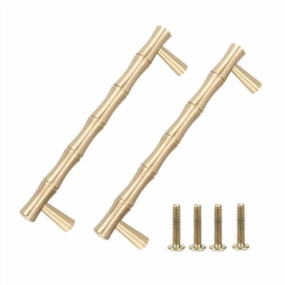 2Pc Antique Bamboo Cabinet Knobs - Stylish Handles For Kitchen & Wardrobe