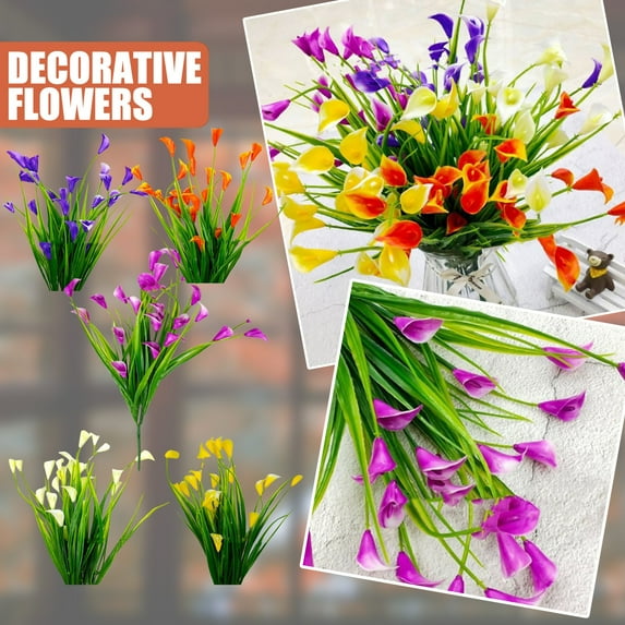 2Pc Artificial Flowers Clearance! Mother'S Day Spring 2 Bunches Outdoor Artificial Flowers Fake Flowers Plastic Eucalyptus Rose Porch Window Frame Decoration Orange, Fake Flowers Promotion Sale!