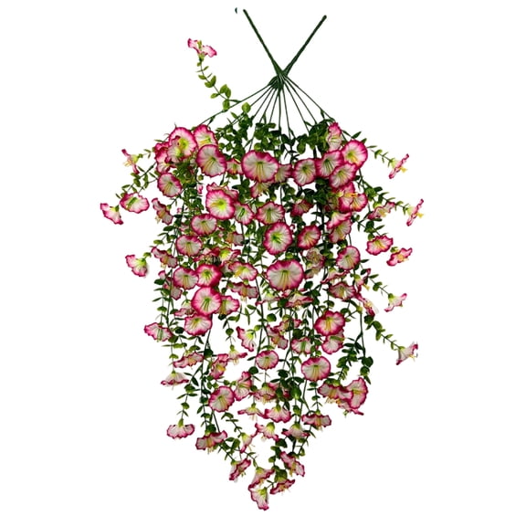 2Pc Artificial Plants Morning Glory Vines Faux Flowers For Outdoor Planters Home Garden Patio Porch Hanging Baskets Decor Outdoor Artificial Flowers,Pink
