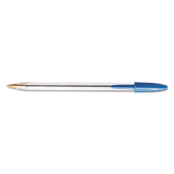 2Pc Bic Cristal Xtra Smooth Stick Ballpoint Pen, 1Mm, Blue Ink, Clear Barrel, Dozen