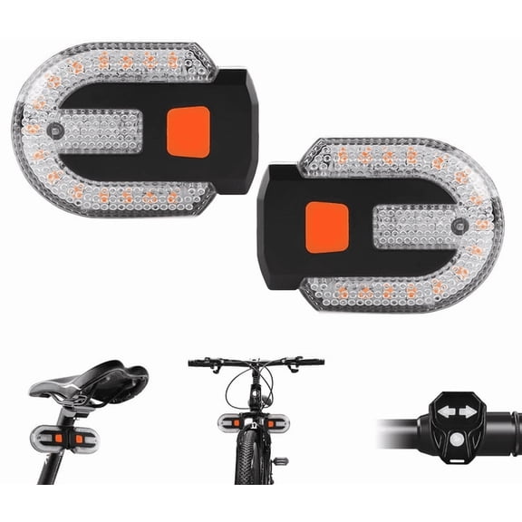 2Pc Bike Tail Light with Turn Signal, Split Bicycle Rear Lights, USB Rechargeable Turn Signal Bike Taillights for Cycling, Cyclist Safety Warning Bike Light 5 Mode Waterproof Strobe Bike Rear Lights