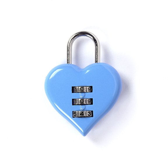 2Pc Blue Cute Mini Combination Lock 3 Digit, Love Heart Shape Password Code Locker Padlock for Indoor,Outdoor Combination Padlocks
