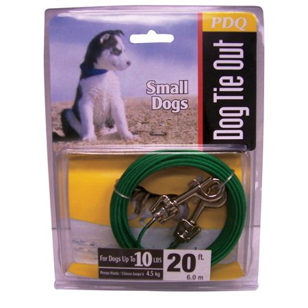 2Pc Boss Pet PDQ Green / Silver Vinyl Coated Cable Dog Tie Out Small