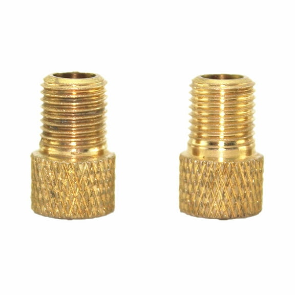 2Pc Brass Adaptor - Presta To Schrader Bicycle Valve Converter, Alloy Material, 15mm Length, for Bike Pumps