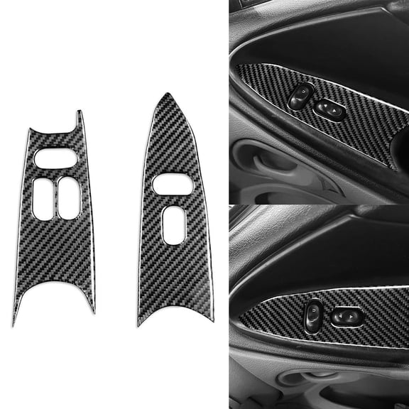 2Pc Carbon Fiber Interior For Window Lift Switch Panel Trim For Ford For Mustang
