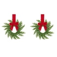 thumbnail image 1 of 2Pc Christmas Norfolk Pine Kitchen Cabinet Wreaths for Kitchen with Ribbon Bows Small Window Wreath for Window Door Farmhouse Christmas Party Decorations, 1 of 5