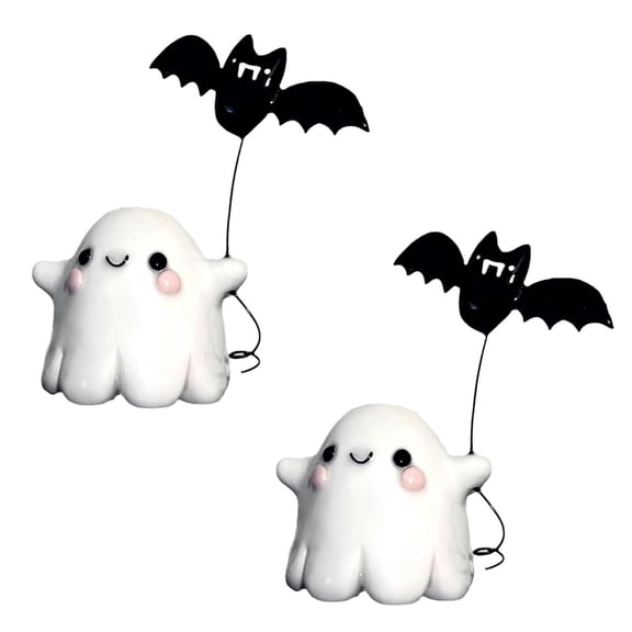 2Pc Creative Ghostly Walking Bat Sculpture Resins Figurine Halloween Decorative Ornaments for Indoor and Outdoor Display