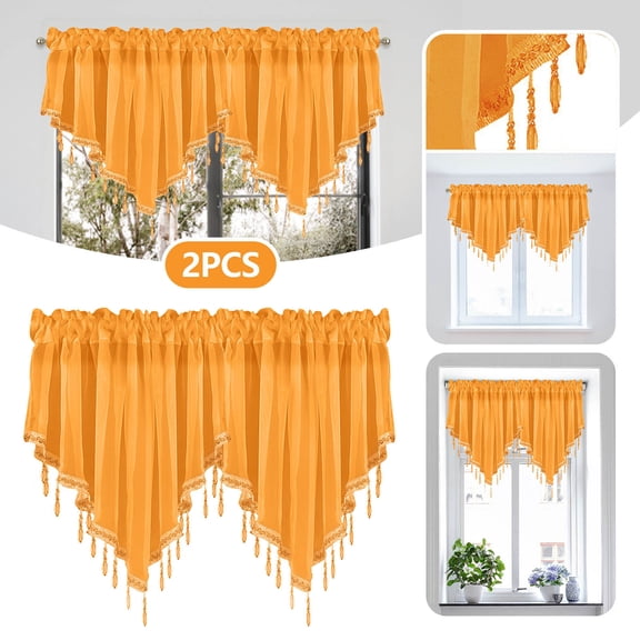 2Pc Curtains 2Pc Solid Color Finished Curtain Curtain Drapery 51X24 Bedroom Home Decor Triangle Curtain Curtain Screen Kitchen Short Curtain Curtain