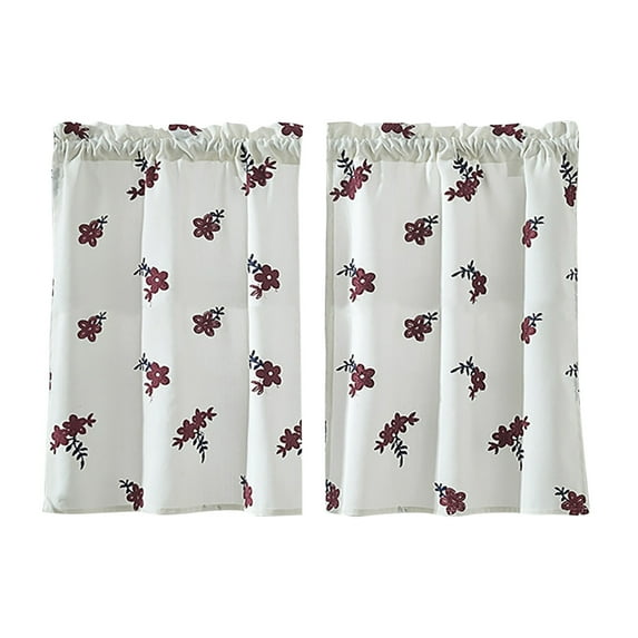 2Pc Curtains Floral Curtains Kitchen Coffee Curtains Bedroom Rod Curtains Lace Short Curtains Lace Curtains 29 X 24 Inch 2 Panels