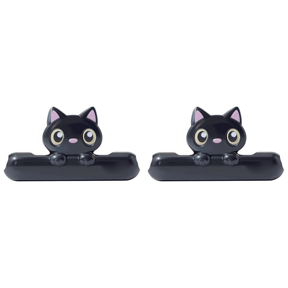 2Pc Cute Cat Shaped Food Bag Sealing Clips, Reusable Plastic Snack Package Air Tight Seal Holder, Cartoon Chip Bag Resealing Clamp, Kitchen Food Storage Clip, Household Snack Pouch Accessory