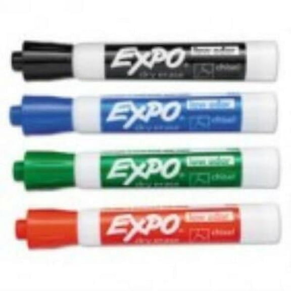 2Pc EXPO Low Odor Dry Erase Marker, Chisel Tip, Basic Assorted, 4/Set