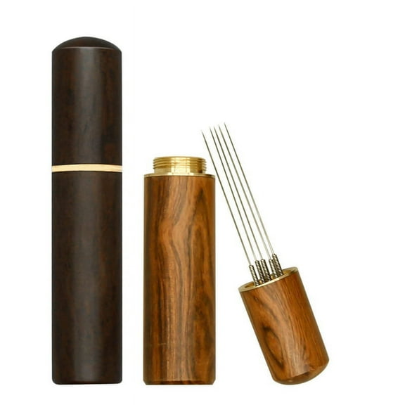 2Pc Espresso Distribution Tool,Espresso Stirrer Tool with Natural Wood Handle and Base,5Needles Espresso Coffee Stirrers