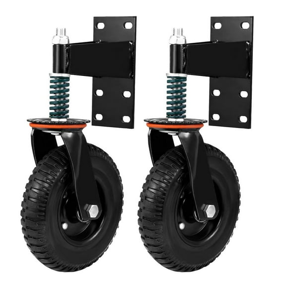 2Pc Fence Gate Wheel, Spring Loaded Caster Wheel 8-Inch, 360 Degree Rotation, 600 Lbs Load Capacity Fence Wheel for Uneven Floors