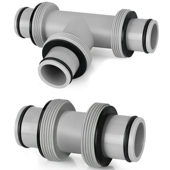 2Pc Filter Pump Hose Connector,Pool Hose Connector 1.5 to 1.5In 2 Heads and 3 Heads T Joint Pool Plastic