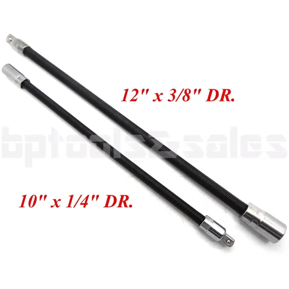 2Pc Flexible Socket Extension 10 Long 1/4 & 12 Long 3/8 Socket Bar Ratchet