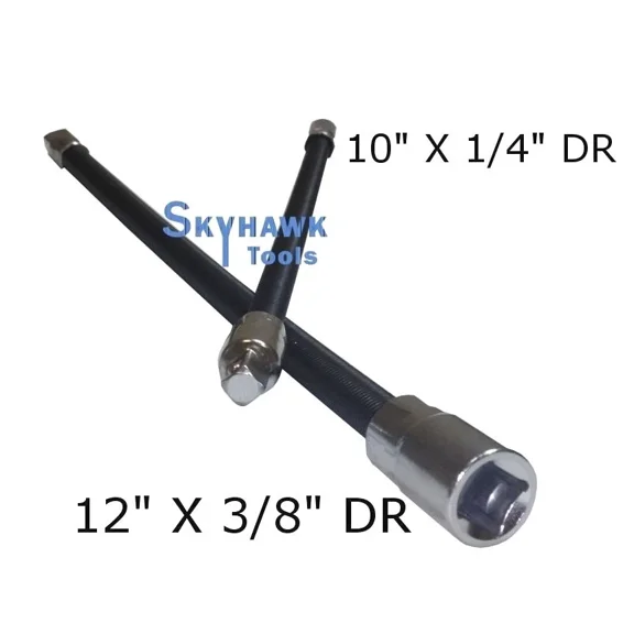 2Pc Flexible Socket Extension 10 Long 1/4 And 12 Long 3/8 Socket Bar Ratchet