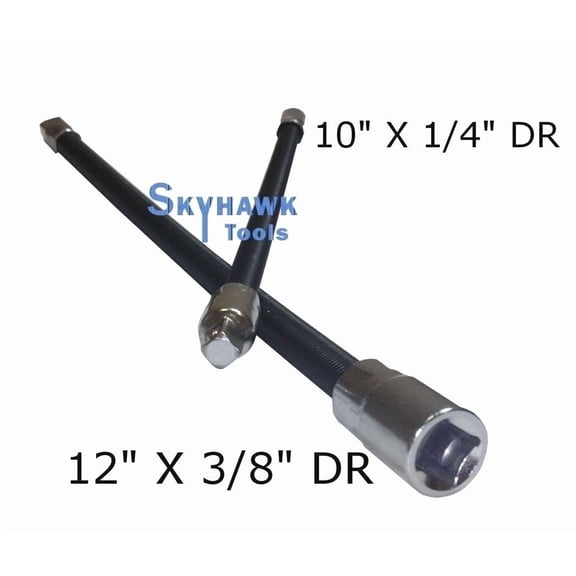 2Pc Flexible Socket Extension 10 Long 1/4 And 12 Long 3/8 Socket Bar Ratchet