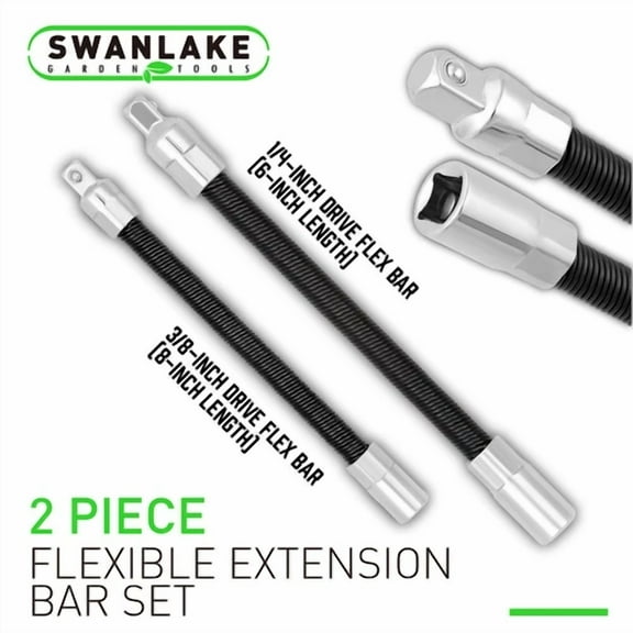 2Pc Flexible Socket Extension 8 Long 3/8 & 6 1/4 Socket Bar Ratchet Flex Set