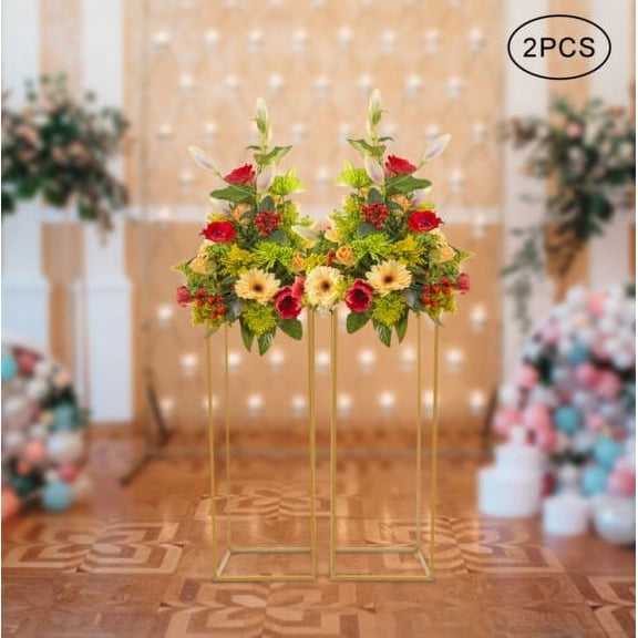 2Pc Flower Rack Vase Stand Prop Metal Art Geometric Column Wedding Party Decor