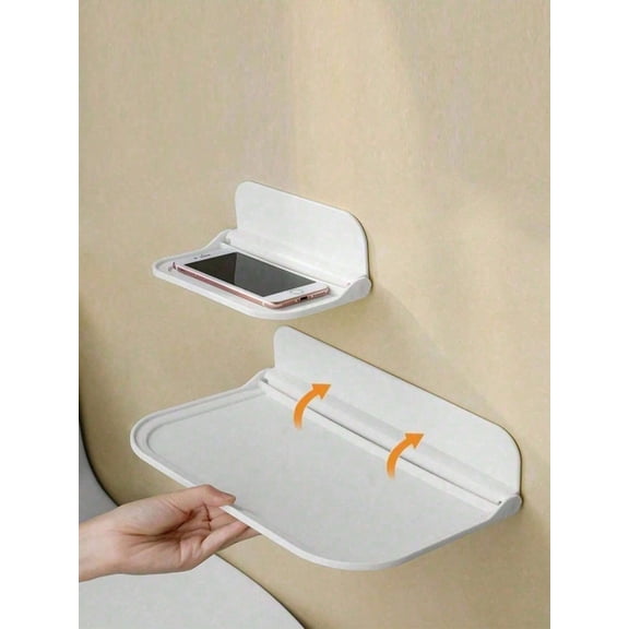 2Pc Foldable Wall Shelf No Drill Plastic Floating Rack Home Bathroom Towel Clothes Storage Organizer Suitable For Home Living Room Office Decor S+M