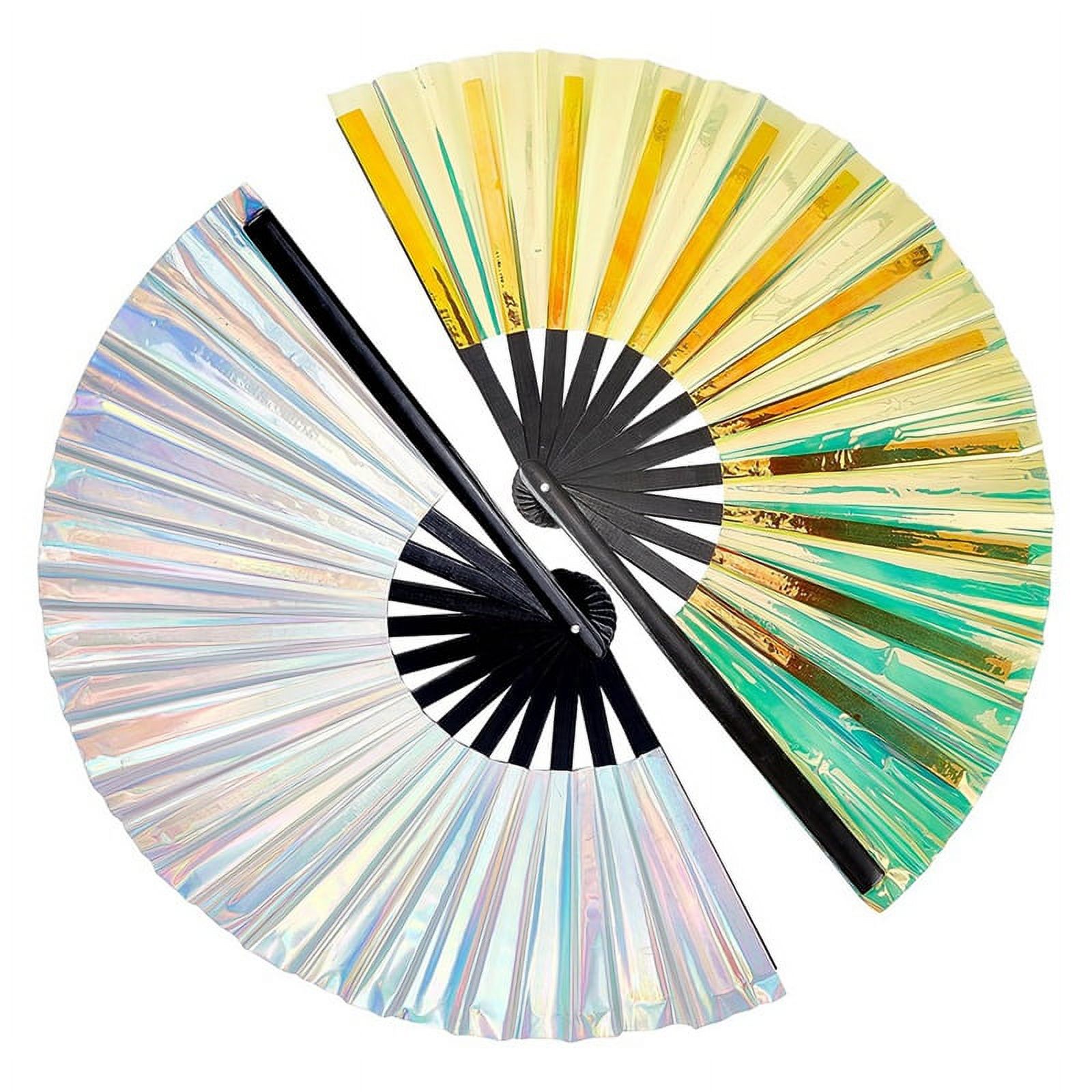 2Pc Folding Hand Fan Decorative for Women Men Halloween Pride Outfits