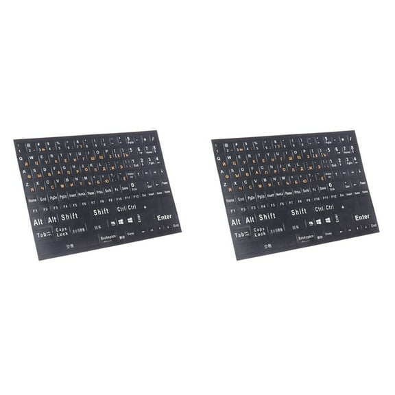 2Pc Full Size Russian Keyboard Stickers Letter Alphabet Layout Sticker Key for Laptop Desktop PC Russian -Orange Letters