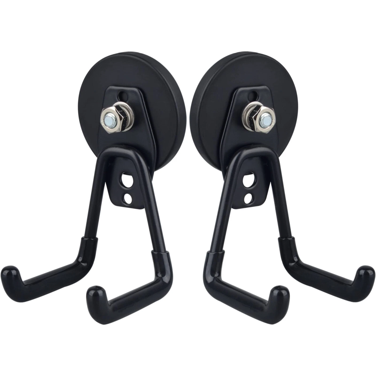 2Pc Garage Black Magnetic Hooks Storage Metal Utility Organizer Tool Hanger