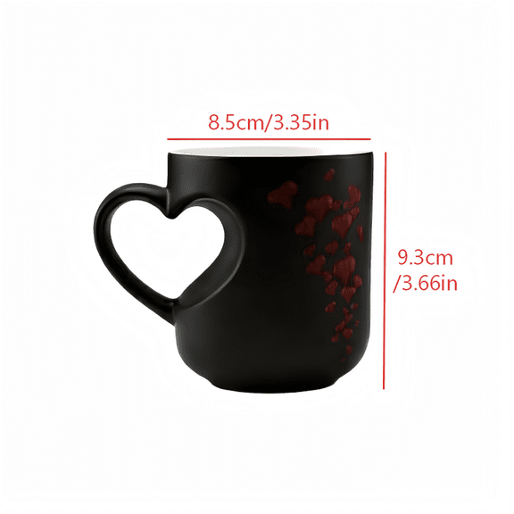 2Pc Heart-Shaped Color Changing Magic Ceramic Mug, Funny Color Changing Coffee Cup with Handle,Perfect Romantic Gift for Couples of Kilougeis