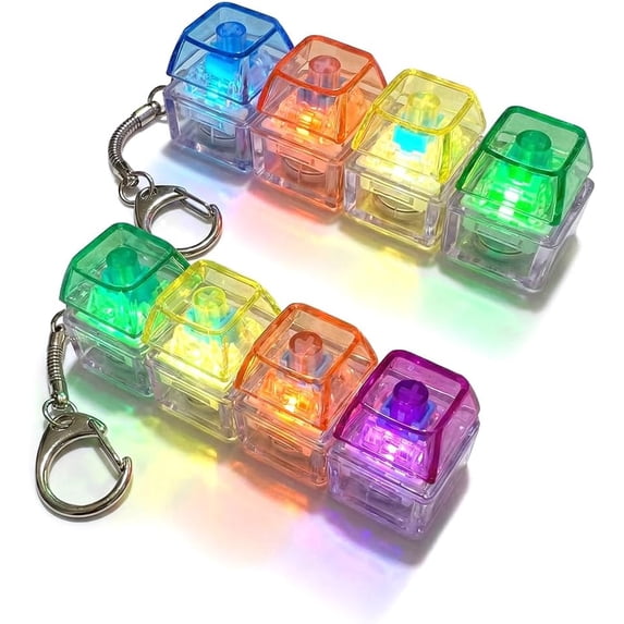 2Pc Keyboard Keychain Fidget, Clear 4-Key Body with Portable Led Light ...