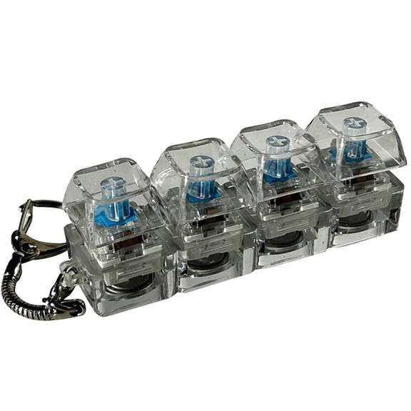 2Pc Keyboard Stress Relief Fidget Toys, 4-Key Pc Transparent Black With Led Lights, For Office Workers S Anti-Stress Fidgeting Sensory Toys